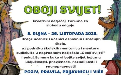 OBOJI SVIJET ŠARENIM BOJAMA TOLERANCIJE 2025. – POZIV za školsko natjecanje