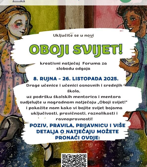 OBOJI SVIJET ŠARENIM BOJAMA TOLERANCIJE 2025. – POZIV za školsko natjecanje