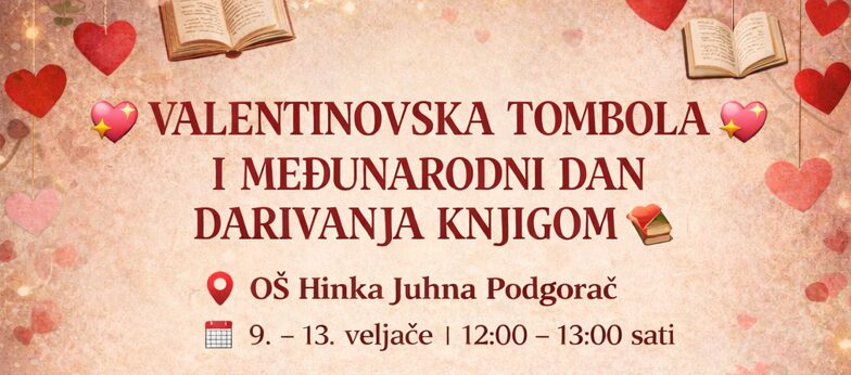 Valentinovska tombola i Međunarodni dan darivanja knjiga u OŠ Hinka Juhna Podgorač